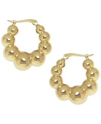 Macy's Sculptured Graduated Ball Hoop Earrings in 14k Yellow Gold