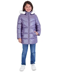 Michael Kors Big Girls' 2T-5T Pearlized Fabric Stadium Length Heavy Weight Jacket