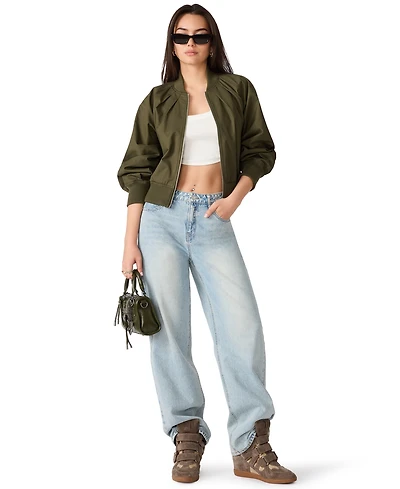 Steve Madden Women's Bray Crewneck Zip-Up Long-Sleeve Jacket