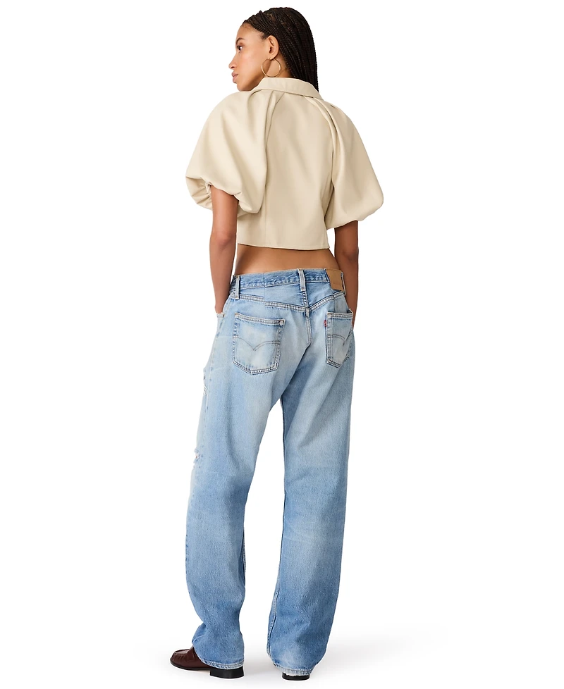 Steve Madden Women's Reece Collared Short-Sleeve Crop Top
