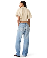 Steve Madden Women's Reece Collared Short-Sleeve Crop Top