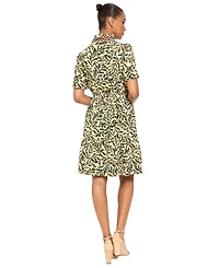 London Times Petite Floral-Print Tiered A-Line Dress