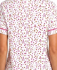 Jaclyn Intimates Women's Short-Sleeve Notch Collar Top & Shorts, 2-Piece Pajama Set