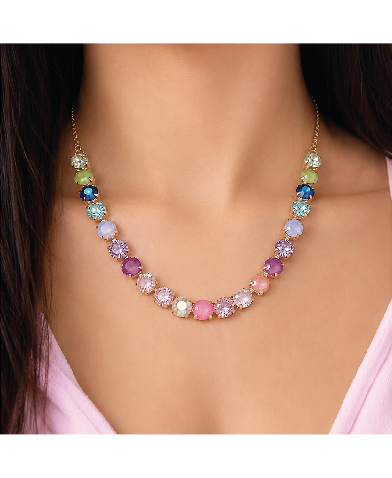 Juicy Couture Womens Tennis Necklace with 8MM Multicolor Crystals, 16"+2" Gold Tone-Plated Tennis Jewelry