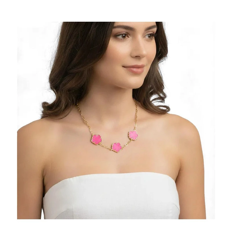 Rivka Friedman 18K Gold Plated Flower Station Necklace