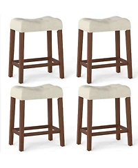 Sugift Set of 4 Upholstered Counter Height Bar Stools with Curved Saddle Seat