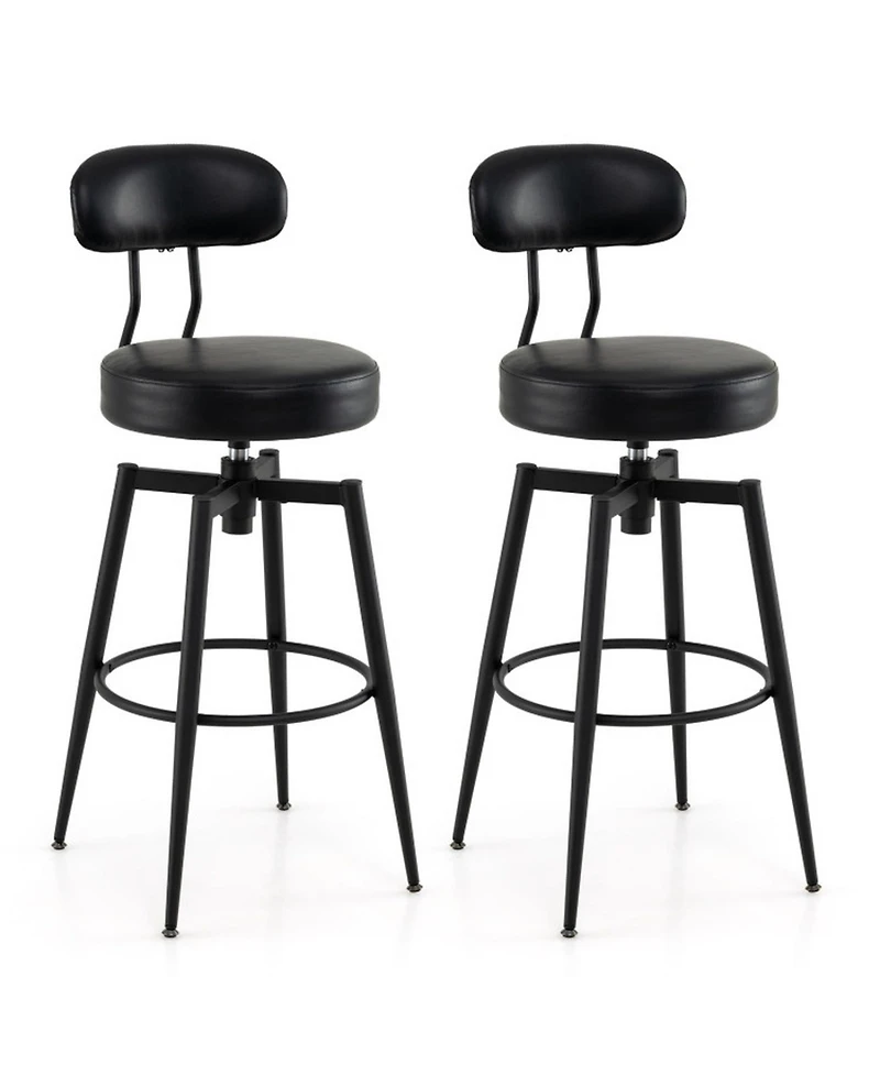 Sugift Set of 2 Swivel Barstools Faux Leather Upholstered Seat and Back