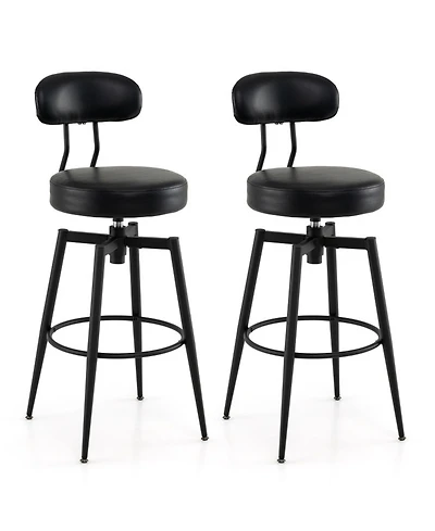 Sugift Set of 2 Swivel Barstools Faux Leather Upholstered Seat and Back