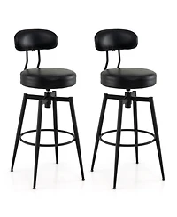 Sugift Set of 2 Swivel Barstools Faux Leather Upholstered Seat and Back