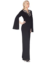 White Tie by Shani Women's V-Neck Flare-Sleeve Jumpsuit