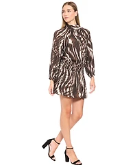 Donna Morgan Women's Printed Long-Sleeve Mini Dress