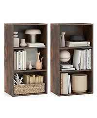 Sugift Set of 2 3-Tier Cube Bookcases with Adjustable Shelves for Home Office