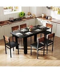 Sugift Extendable Rectangular Dining Table 47in-62in for 4-8 People Large Kitchen Table