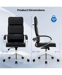 Sugift Ergonomic Leather Office Chair with Adjustable Height and 90degree(s)-135degree(s) Rocking Function
