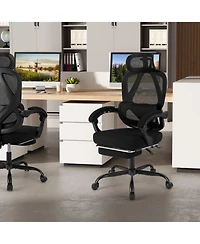 Sugift Ergonomic High Back Mesh Office Chair with Retractable Footrest and Adjustable Headrest