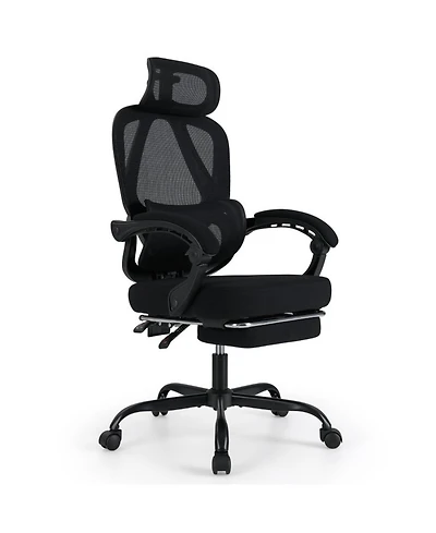 Sugift Ergonomic High Back Mesh Office Chair with Retractable Footrest and Adjustable Headrest
