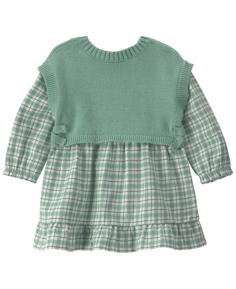 Carter's Baby Girls' Checkered Flannel Long-Sleeve Dress and Vest with Matching Bloomers