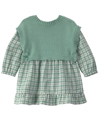 Carter's Baby Girls' Checkered Flannel Long-Sleeve Dress and Vest with Matching Bloomers