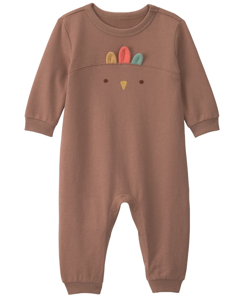 Carter's Baby Boys' and Girls' Turkey Thanksgiving French Terry Long-Sleeve Jumpsuit
