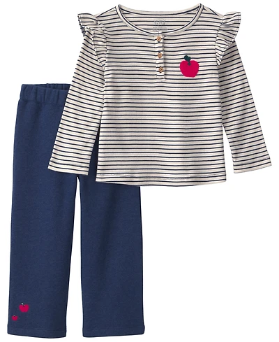 Carter's Toddler Girls' 2T-5T Striped Fleece Long-Sleeve Top and Pants, 2-Piece Set
