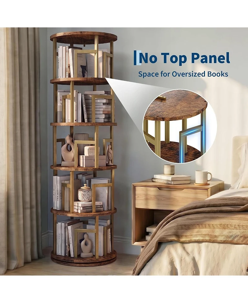 homfan 5-Tier Rotating Bookshelf Tower