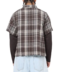 Saint Morta Men's Plaid Layered Long Sleeve Button Up Shirt
