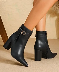 Berness Women's Blanche Pointed Toe Ankle Boots with Buckle Detail