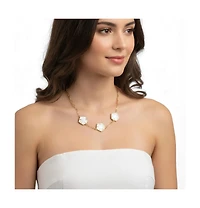 Rivka Friedman 18K Gold Plated Mother of Pearl Flower Station Necklace