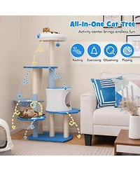 Sugift 54in Tall 6-Tier Modern Cat Tree Tower for Indoor Cats