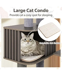 Sugift 59.5 in Tall Multi-Level Cat Tree Indoor Cat Tower with Cushion Top Perch