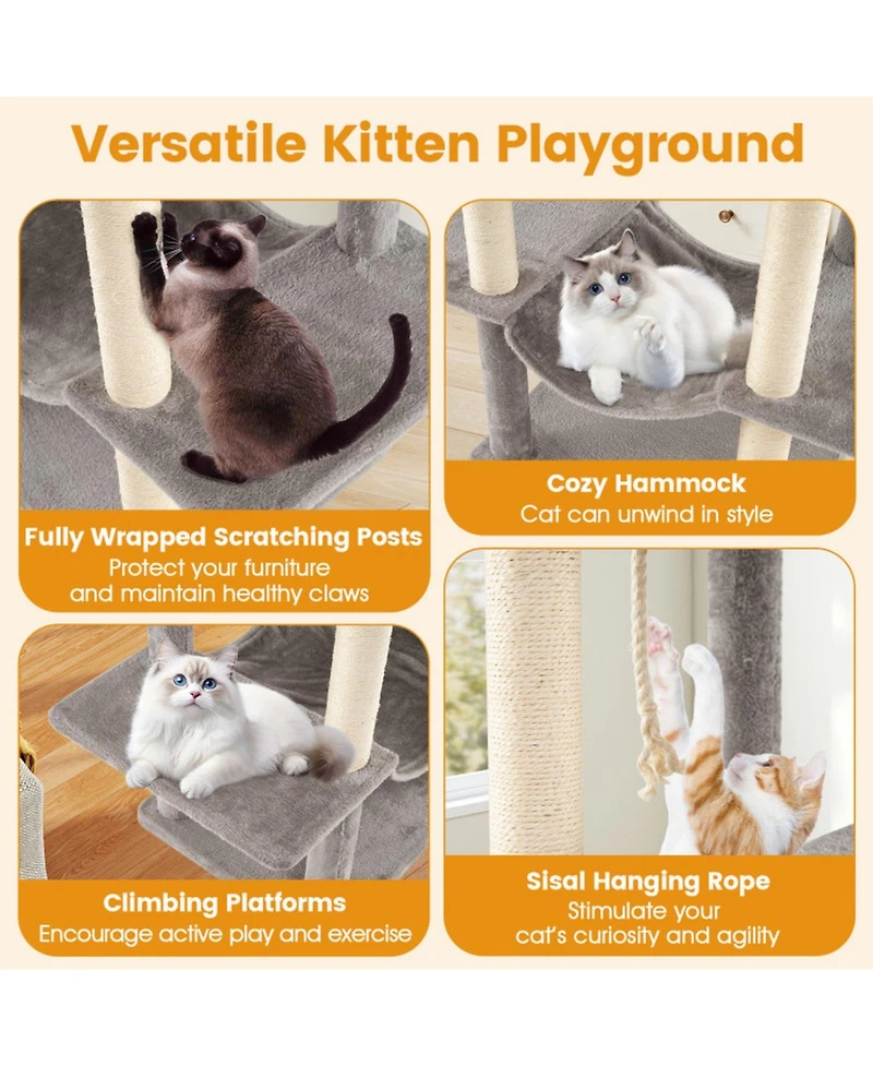 Sugift 84 in Large Cat Tree with 2 Condos and 2 Soft Plush Perches for Indoor Cats