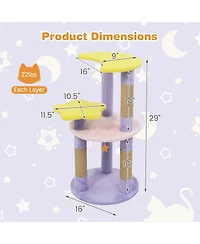 Sugift 29 in Modern Cat Tree with Star and Moon Shaped Platforms and Jute Scratching Posts