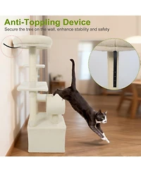 Sugift 48 in Tall Multi-Level Cat Tree Kitten Tower with Large Condo and Padded Top Perch