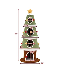 Sugift 61 Inch Christmas Cat Tree with 4 Condos for Indoor Cats Cute Cat Tower