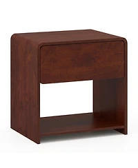 Sugift 2-Tier Modern Nightstand with Drawer and Open Shelf for Bedroom