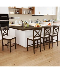 Sugift Set of 2 X-Back Bar Stools with Upholstered Cushioned Seats