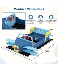 Sugift Large Glider-Inspired Wooden Sandbox with Bench Seat, Ages 3-8