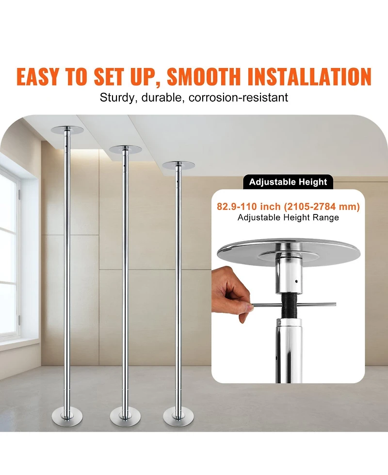 Hongge 45mm Stainless Steel Spinning Static Dancing Pole Kit