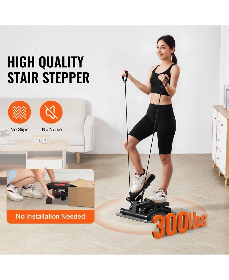 Hongge Hydraulic Twist Stair Stepper with Resistance Bands