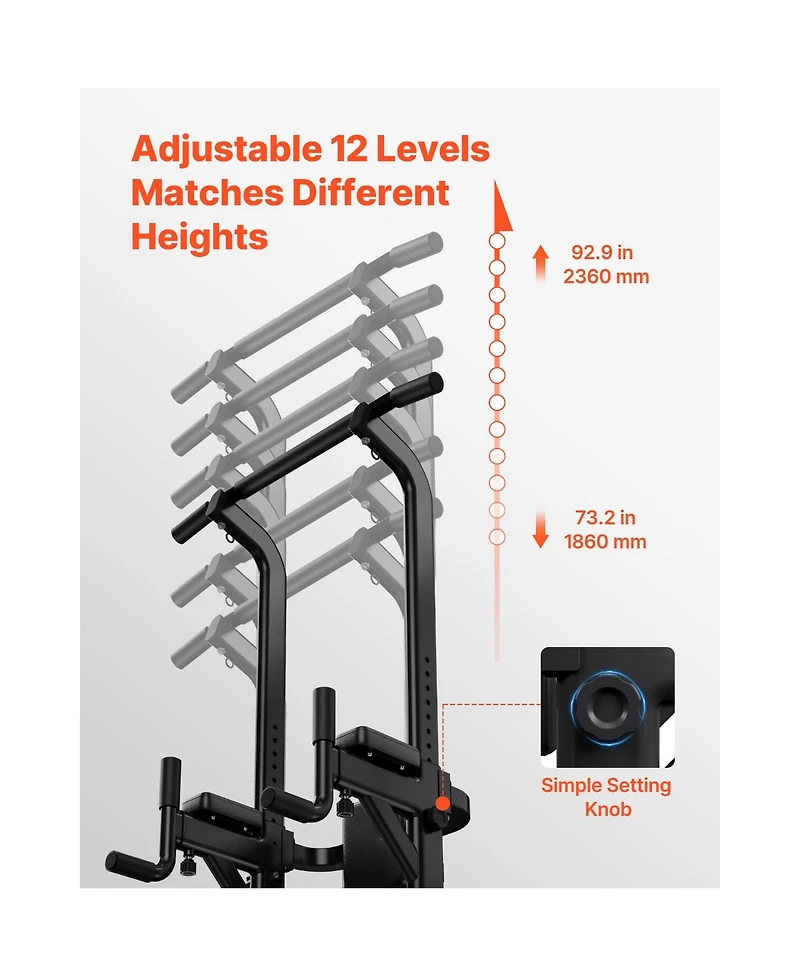 Hongge 330 lb Power Tower Dip Station with Adjustable Back Pad