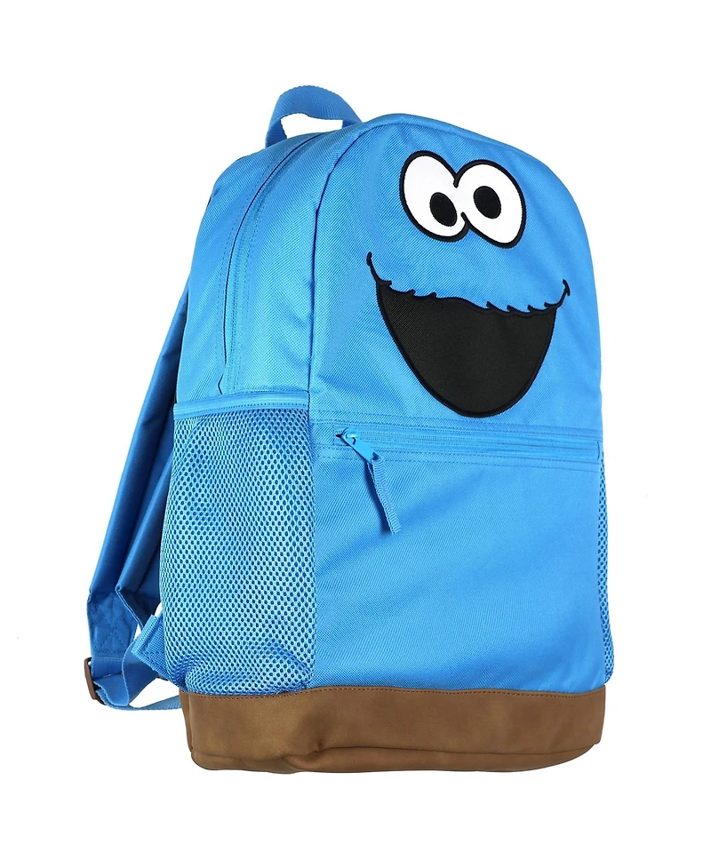 Sesame Street Backpack Cookie Monster 16 Inch Book Bag with Keychain Cookie Pouch