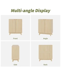 homfan Set of 2 Sideboard with Storage, Modern Fluted Credenza Doors and Adjustable Shelves, 31.5" Wood Console Living Room, Dining Room, Entryway