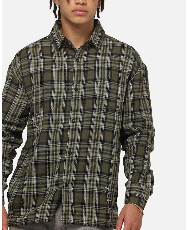 Saint Morta Men's Credo Plaid Long Sleeve Button Up Shirt