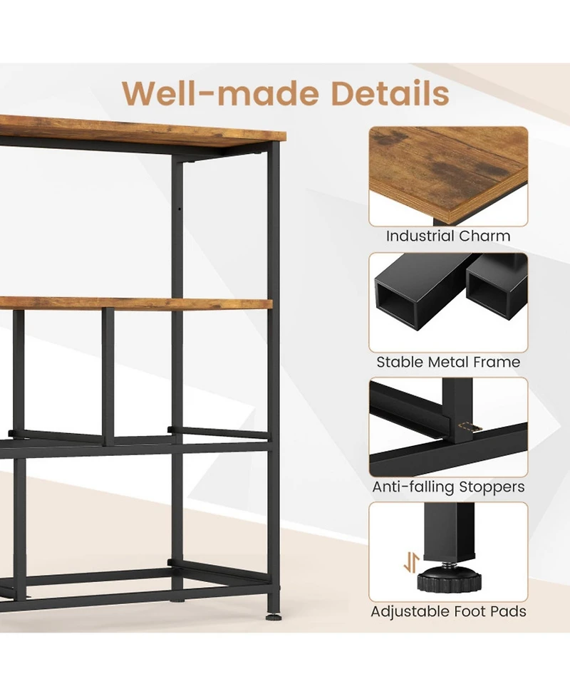 Sugift Tv Stand Dresser for 45 in Tv with 5 Fabric Drawers Entertainment Center