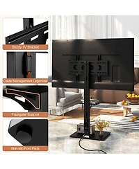 Sugift Tilt and Height Adjustable Tv Stand with Power Outlet and Adjustable Av Shelf 32-70 in