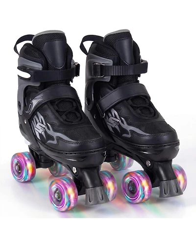 Sugift Kids Adjustable Quad Roller Skates for Girls Boys Teens 4 Sizes with Light-up Wheels