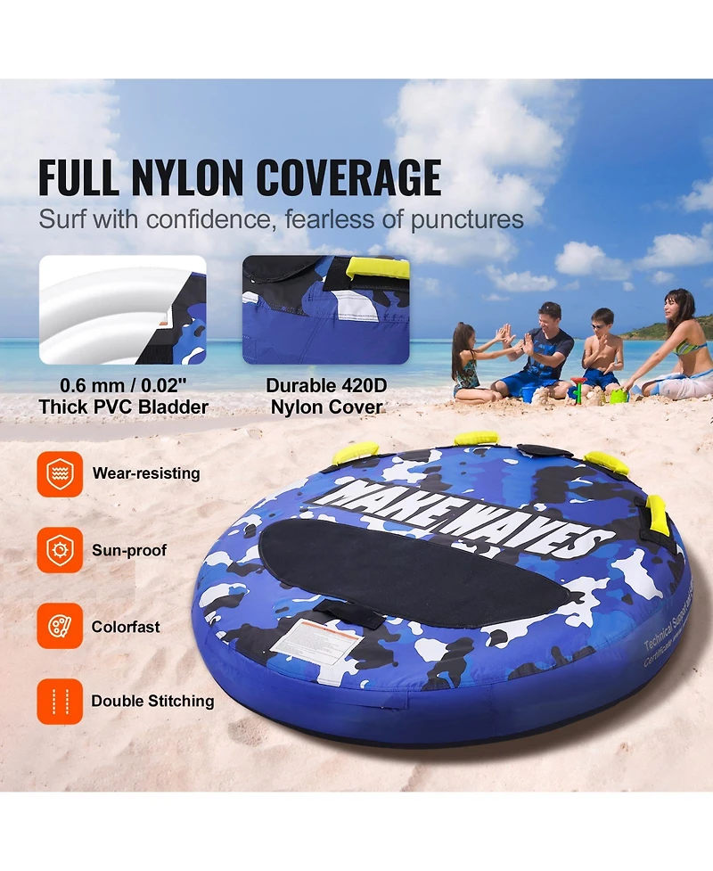 Hongge 51.8 in Round Inflatable Water Sport Towable Tube for 2 Riders