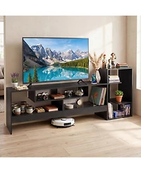 Sugift Cube Tv Stand for 55 in Tv with Power Outlets and Open Storage Shelves