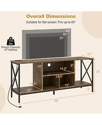 Sugift Tv Stand for 65-Inch TVs with Led Lights Power Outlets and Metal Frame