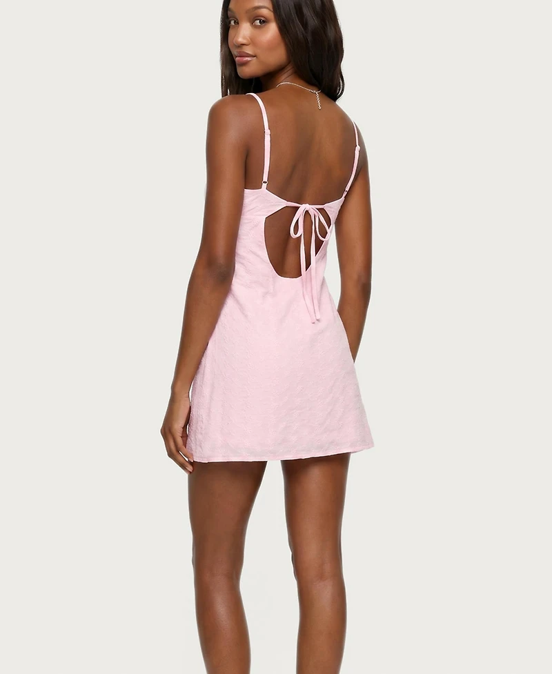 Edikted Women's Iman Embroidered Cotton Cutout Mini Dress